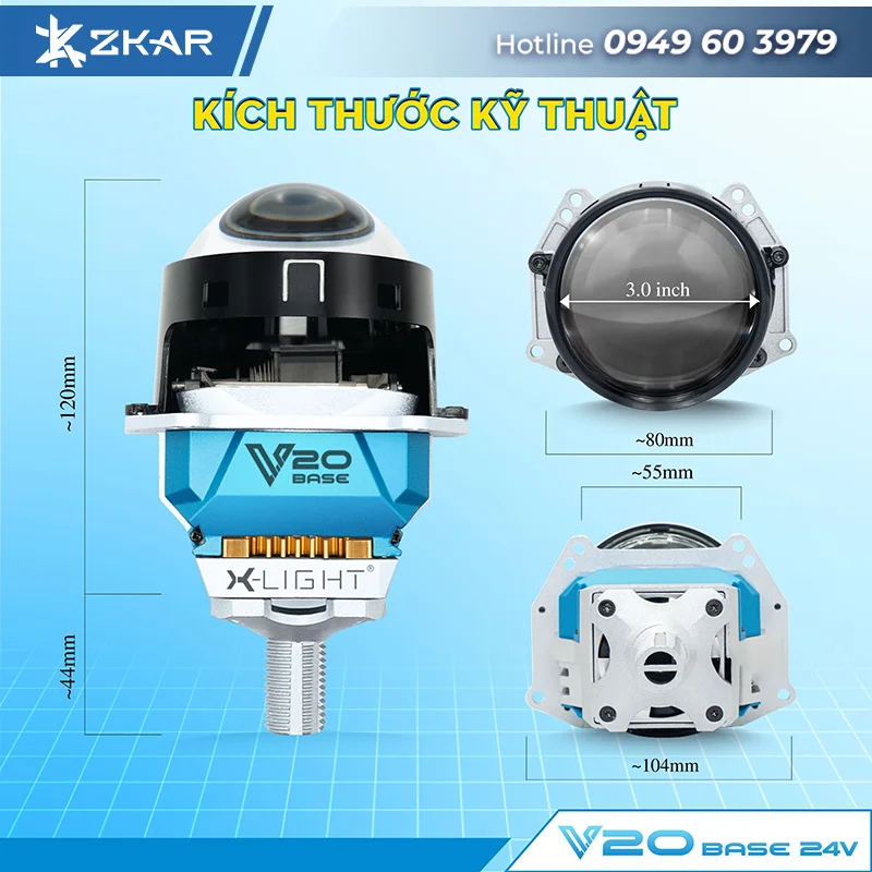 Bi LED X-Light V20 base 24V cực nhỏ gọn