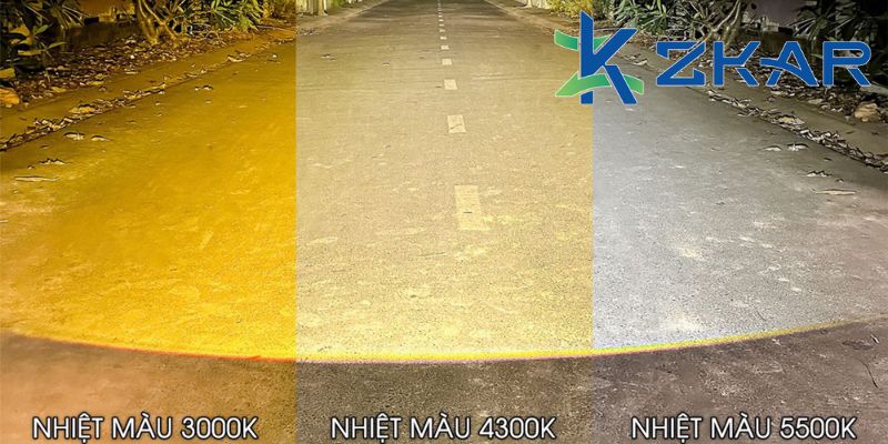 Đèn bi gầm 3 nhiệt màu ô tô