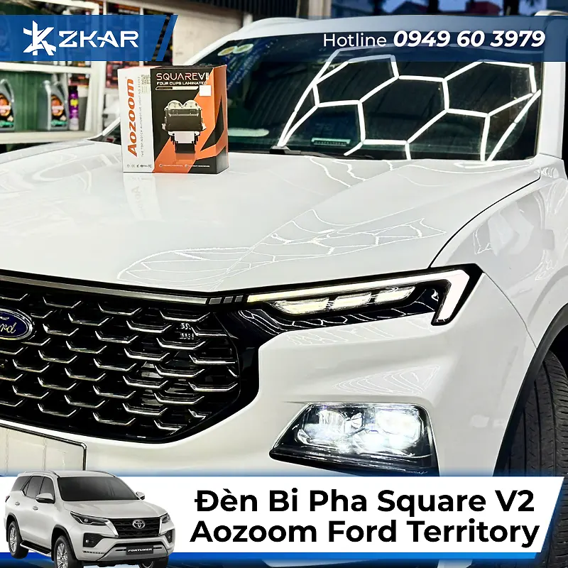 Gắn Đèn Bi Pha SQUARE V2 Cho Ford Territory